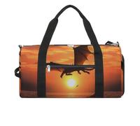 Gym Bag Shih Tzu Dog Duffel Bag for Men Women Overnight Bag with Shoe Compartment Workout Bags, Sea Sunset Flying Dragon, One Size, Art Deco
