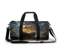 Gym Bag Ship And Stars Printed Backpack Duffle Bag Yoga Bag with Dry Wet Separated Pocket, style, 17.7in/9in/9in