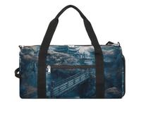 Gym Bag Small Hound Pattern Duffel Bag for Men Women Overnight Bag with Shoe Compartment Workout Bags, Asian Style Painting, One Size, Art Deco