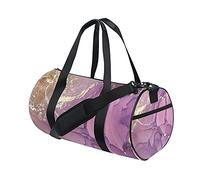 Gym Bag Sports Duffel Bag Weekender Bag Tote Roses Floral Flowers Marble Violet Golden Travel Workout Bag Shoulder Backpack for Women Men