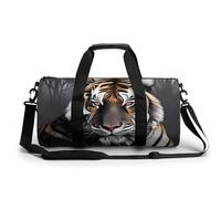 Gym Bag Squirrel Animal Duffel Bag for Men Women Overnight Bag with Shoe Compartment Workout Bags, Tiger At Rest, 17.7in/9in/9in, Art Deco