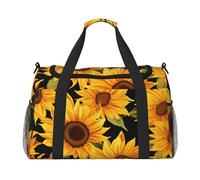 Gym Bag Sunflower Flowers Duffel Bag for Men Women Overnight Bag with Shoe Compartment Travel Workout Bags