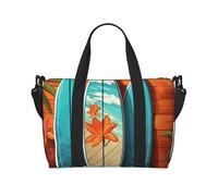 Gym Bag Surfboard on Wooden Duffel Bag for Men Women Travel Overnight Bag with Shoe Compartment Workout Bags