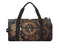 Gym Bag The Silent Monkey Duffel Bag for Men Women Overnight Bag with Shoe Compartment Workout Bags, Steampunk Gears Clock, One Size, Art Deco
