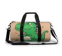 Gym Bag Travel Aurora Lights Duffel Bag with Compartment Workout Bag Overnight Bag for Women Men, cartoon dinosaur, 17.7in/9in/9in