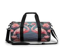 Gym Bag Travel Blue And Green Parakeets Duffel Bag with Compartment Workout Bag Overnight Bag for Women Men, Flock of tropical flamingos, 17.7in/9in/9in