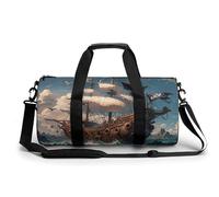 Gym Bag Travel Firefighter Fireman Duffel Bag with Compartment Workout Bag Overnight Bag for Women Men, fantasy pirate ship, 17.7in/9in/9in