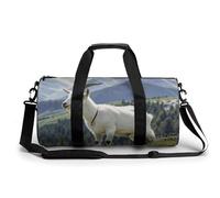 Gym Bag Travel French Country Style Duffel Bag with Compartment Workout Bag Overnight Bag for Women Men, Cat on the Mountain Top, 17.7in/9in/9in