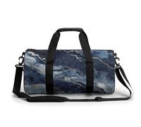 Gym Bag Travel Marble Navy Blue Mixed Duffel Bag with Compartment Workout Bag Overnight Bag for Women Men, Marble Navy Blue Mixed, 17.7in/9in/9in
