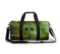 Gym Bag Travel Monochrome Heart Tail Doodle Style Duffel Bag with Compartment Workout Bag Overnight Bag for Women Men, Fantasy Green Dragonfly, 17.7in/9in/9in