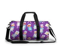 Gym Bag Travel Music Graffiti Style Duffel Bag with Compartment Workout Bag Overnight Bag for Women Men, Nurse Pattern Purple, 17.7in/9in/9in