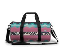 Gym Bag Travel Red And Black Camouflage Duffel Bag with Compartment Workout Bag Overnight Bag for Women Men, Wavy lines and dots, 17.7in/9in/9in