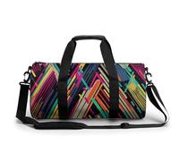 Gym Bag Travel Striped Abstract Colorful Duffel Bag with Compartment Workout Bag Overnight Bag for Women Men, Striped Abstract Colorful, 17.7in/9in/9in