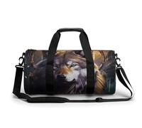 Gym Bag Travel Wolves And Dream Catchers Duffel Bag with Compartment Workout Bag Overnight Bag for Women Men, wolves and dream catchers, 17.7in/9in/9in
