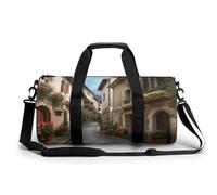 Gym Bag Travel Wolves And Dream Catchers Duffel Bag with Compartment Workout Bag Overnight Bag for Women Men, Italian Town Street, 17.7in/9in/9in