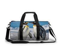 Gym Bag Travel World Geography Map Duffel Bag with Compartment Workout Bag Overnight Bag for Women Men, Young Penguins With Snow, 17.7in/9in/9in
