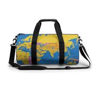 Gym Bag Travel World Geography Map Duffel Bag with Compartment Workout Bag Overnight Bag for Women Men, World Geography Map, 17.7in/9in/9in
