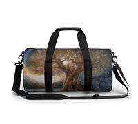 Gym Bag Travel World Geography Map Duffel Bag with Compartment Workout Bag Overnight Bag for Women Men, Tree of Life, 17.7in/9in/9in