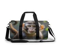 Gym Bag Travel Yellow Smiley Flower Duffel Bag with Compartment Workout Bag Overnight Bag for Women Men, Big Eyed Monkey, 17.7in/9in/9in