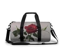 Gym Bag Travel Yellow Smiley Flower Duffel Bag with Compartment Workout Bag Overnight Bag for Women Men, A Blooming Red Rose, 17.7in/9in/9in