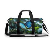 Gym Bag Travel Yellow Smiley Flower Duffel Bag with Compartment Workout Bag Overnight Bag for Women Men, Butterfly Resting, 17.7in/9in/9in