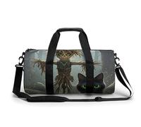 Gym Bag Travel Yellow Smiley Flower Duffel Bag with Compartment Workout Bag Overnight Bag for Women Men, Cat in the Grass, 17.7in/9in/9in
