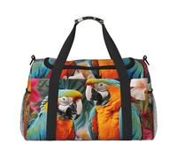 Gym Bag Tropical Plants and Parrots Duffel Bag for Men Women Overnight Bag with Shoe Compartment Travel Workout Bags