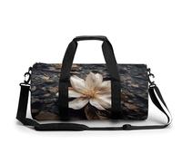 Gym Bag Whales And White Bears Duffel Bag for Men Women Overnight Bag with Shoe Compartment Workout Bags, Flowers Falling on the Ground, 17.7in/9in/9in, Art Deco