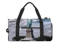 Gym Bag White Cat Painting Duffel Bag for Men Women Overnight Bag with Shoe Compartment Workout Bags, Statue Of Liberty In NYC, One Size, Art Deco