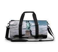 Gym Bag White Cat Painting Duffel Bag for Men Women Overnight Bag with Shoe Compartment Workout Bags, Statue Of Liberty In NYC, 17.7in/9in/9in, Art Deco