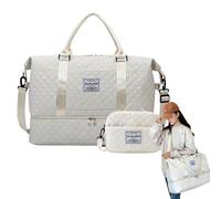 Gym Bag with Shoe Compartment, Large Gym Bag with Boot Compartment, Pack of 2 Weekender Bag, Dry and Wet Separation Sports Bag, Versatile, Durable, Water-Repellent, with Shoe Compartment, White, see