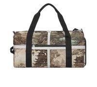 Gym Bag Yellow Pattern Duffel Bag for Men Women Overnight Bag with Shoe Compartment Workout Bags, Chinese Landscape Painting-1, One Size, Art Deco