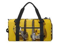 Gym Bags for Men Women Travel Duffle Bag Yellow Two Chainsaws Lightweight Carryon Gymbag Sports Bag for Travel, style, One size, Style, One size