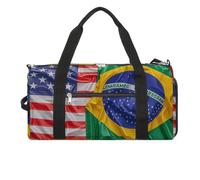 Gym Bags Small Bear Duffel Bag Overnight Bag with Shoe Compartment Carryon Bag for Men Women, American and Brazilian Flags, One Size, Art Deco