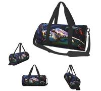 Gym Bags Small Cartoon crocodile Duffel Bag Overnight Bag with Shoe Compartment Carryon Bag for Men Women, A Colorful Tropical Sea Turtle, One Size