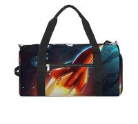Gym Bags Small Cartoon Whale Duffel Bag Overnight Bag with Shoe Compartment Carryon Bag for Men Women, Stars and Space Rockets, One Size, Art Deco