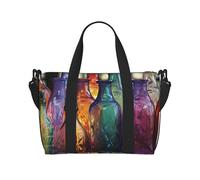 Gym Bags Small Colorful Music Notes Duffel Bag Overnight Bag with Shoe Compartment Carryon Bag for Men Women, Colorful Glass Bottle, One Size