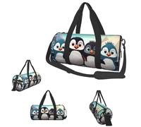 Gym Bags Small Corgi Dog Duffel Bag Overnight Bag with Shoe Compartment Carryon Bag for Men Women, Five Cute Penguins, One Size
