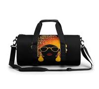 Gym Bags Small Creative African Culture Duffel Bag Overnight Bag with Shoe Compartment Carryon Bag for Men Women, Cute African Woman, 17.7in/9in/9in, Art Deco