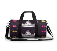 Gym Bags Small Creative African Culture Duffel Bag Overnight Bag with Shoe Compartment Carryon Bag for Men Women, Crown and Lips, 17.7in/9in/9in, Art Deco