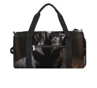 Gym Bags Small Cute Cartoon Dog Duffel Bag Overnight Bag with Shoe Compartment Carryon Bag for Men Women, Black Labrador, One Size, Art Deco