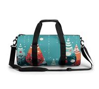 Gym Bags Small Cute Cartoon Dog Duffel Bag Overnight Bag with Shoe Compartment Carryon Bag for Men Women, Animated Christmas Tree, 17.7in/9in/9in, Art Deco