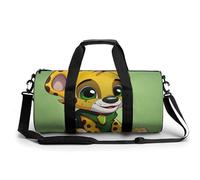 Gym Bags Small Cute Cartoon Dog Duffel Bag Overnight Bag with Shoe Compartment Carryon Bag for Men Women, Cheetah Sitting, 17.7in/9in/9in, Art Deco