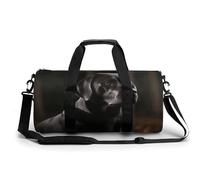 Gym Bags Small Cute Cartoon Dog Duffel Bag Overnight Bag with Shoe Compartment Carryon Bag for Men Women, Black Labrador, 17.7in/9in/9in, Art Deco