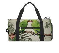 Gym Bags Small Cute Corgi Duffel Bag Overnight Bag with Shoe Compartment Carryon Bag for Men Women, Couple Parrots Olive, One Size, Art Deco