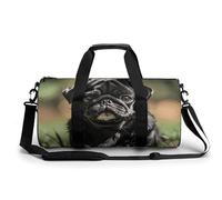 Gym Bags Small Cute Husky Duffel Bag Overnight Bag with Shoe Compartment Carryon Bag for Men Women, Cute Black Pug Dog, 17.7in/9in/9in, Art Deco