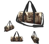 Gym Bags Small Cute Ostrich Duffel Bag Overnight Bag with Shoe Compartment Carryon Bag for Men Women, African Lion And Lioness, One Size