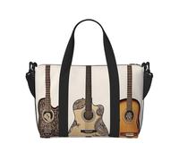 Gym Bags Small Dairy cow Duffel Bag Overnight Bag with Shoe Compartment Carryon Bag for Men Women, Guitar, One Size