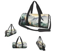 Gym Bags Small Fireflies Duffel Bag Overnight Bag with Shoe Compartment Carryon Bag for Men Women, Mountain Birds Watercolor, One Size