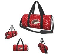 Gym Bags Small Fireflies Duffel Bag Overnight Bag with Shoe Compartment Carryon Bag for Men Women, Red Polka Dot Hedgehog, One Size